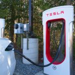 a red and white gas pump